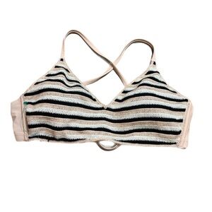 Wild Fable Black and Cream Striped Knitted Bikini Top